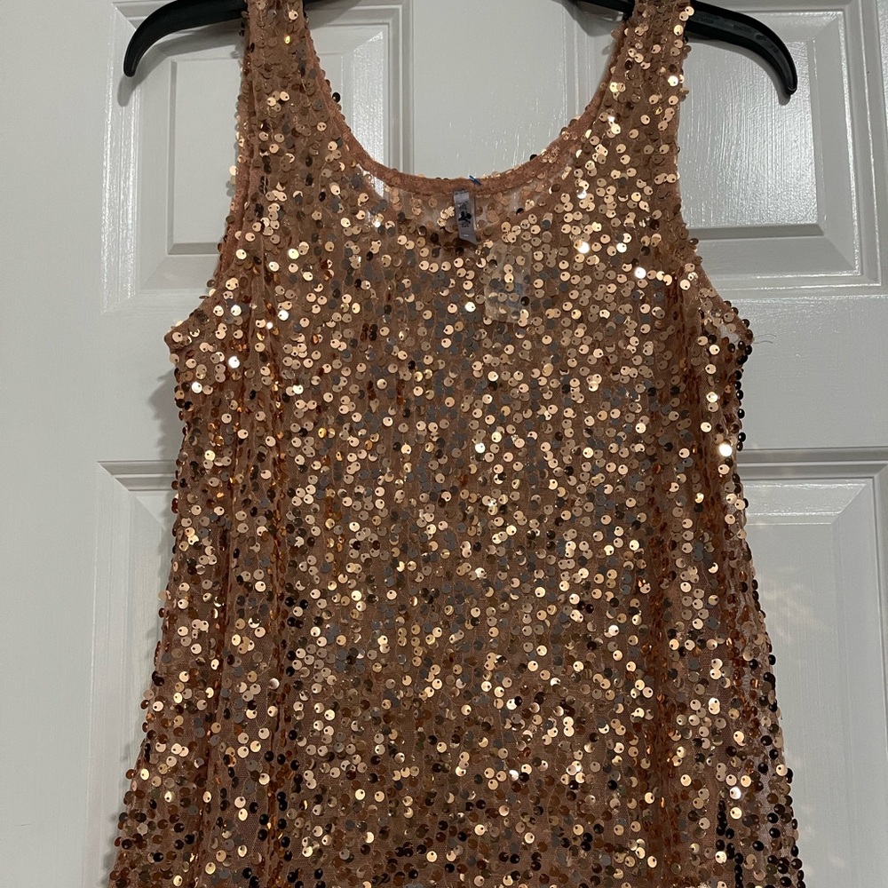 Heart & Hips Gold Sequin Tank Top